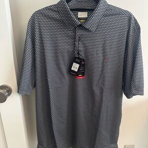 Greg Norman Collection Black, Blue & White Shell Design Polo, NWT, Size XL